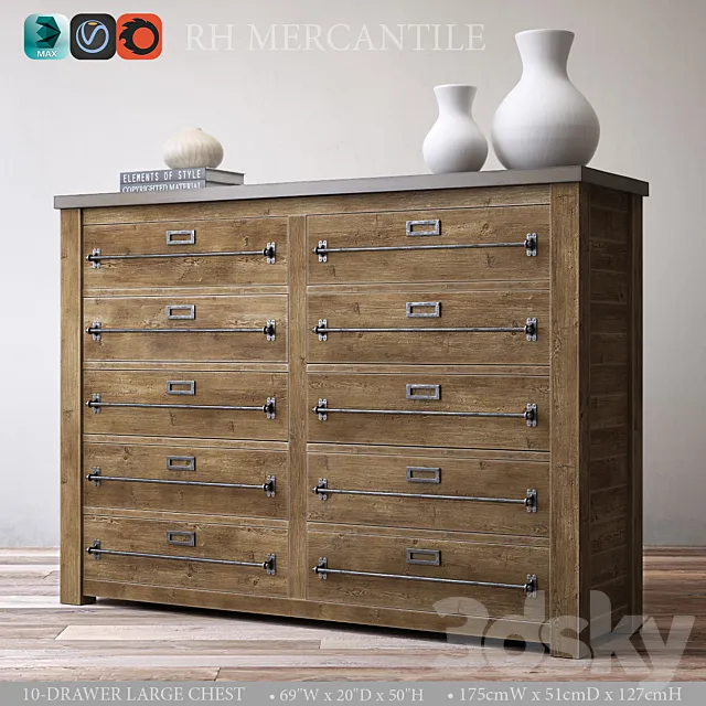 MERCANTILE 10-DRAWER LARGE CHEST 3D Model