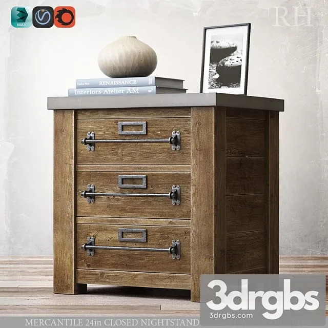 Mercantile 24in Closed Nightstand 3D Model Download