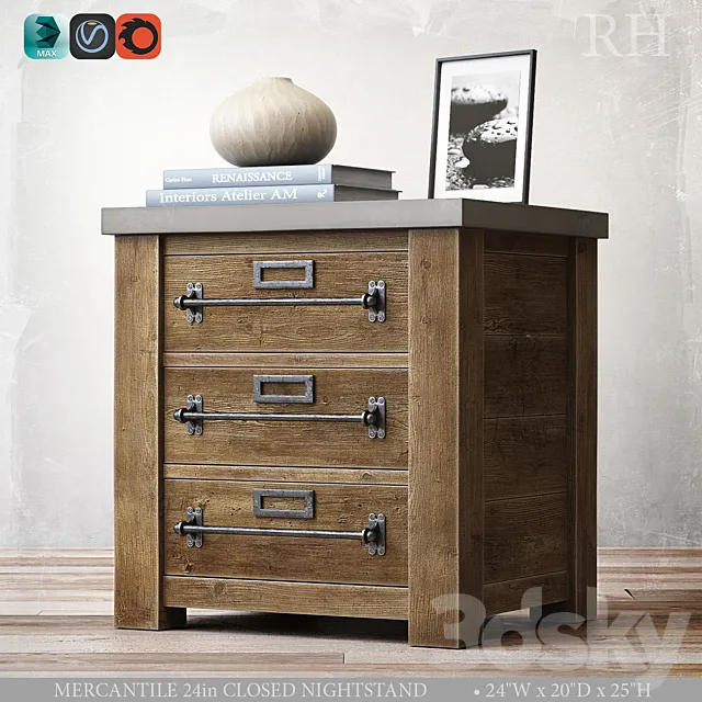 MERCANTILE 24in CLOSED NIGHTSTAND 3D Model