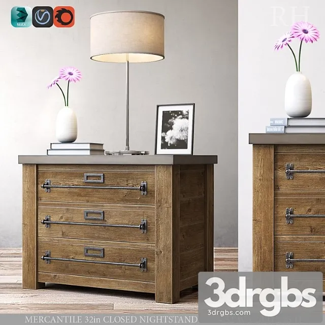 Mercantile 32in Closed Nightstand 3D Model Download