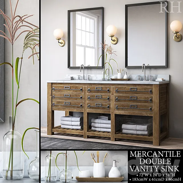 MERCANTILE DOUBLE VANITY SINK 3D Model MERCANTILE DOUBLE VANITY SINK 3D Model