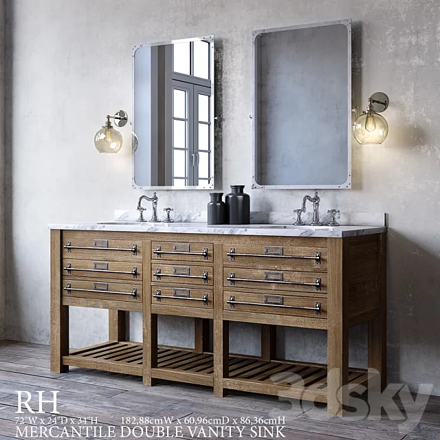 MERCANTILE DOUBLE VANITY SINK 3DModel MERCANTILE DOUBLE VANITY SINK 3DModel