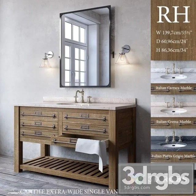 Mercantile Extra Wide Single Vanity Sink 3D Model Download