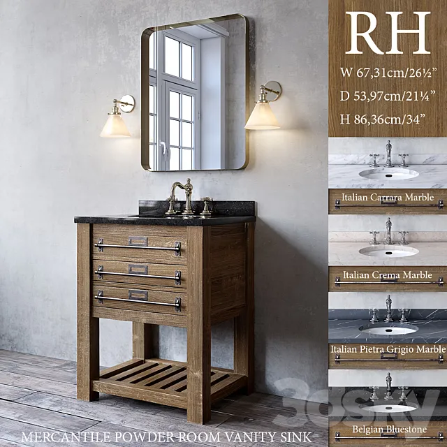 MERCANTILE POWDER ROOM VANITY SINK 3DModel MERCANTILE POWDER ROOM VANITY SINK 3DModel