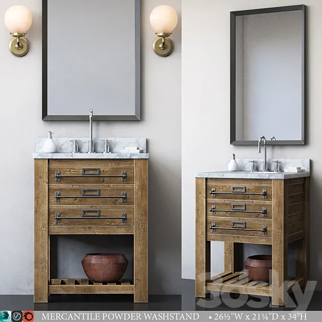 MERCANTILE POWDER WASHSTAND 3D Model MERCANTILE POWDER WASHSTAND 3D Model