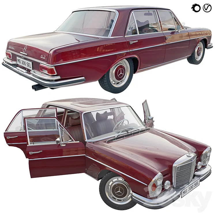 Mercedes benz 300 sel 3.6 3D Model Free Download
