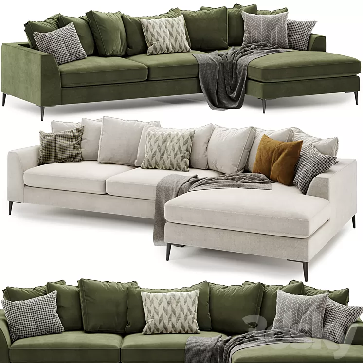 Meridian large chaise sofa 3D Model Meridian large chaise sofa 3D Model