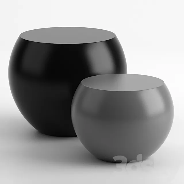 Meridiani – Bongo Outdoor Tables 45x33cm – 55x45cm set of 2 3DModel