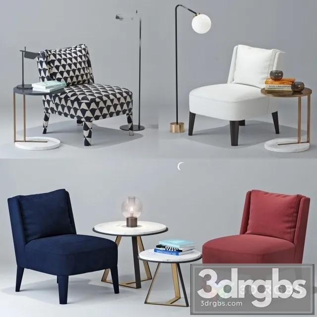 Meridiani Cecile Table and Chair 3D Model Download