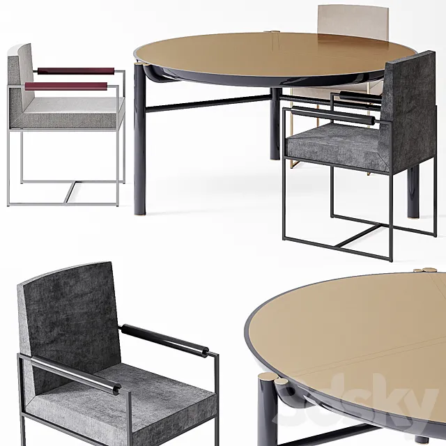 Meridiani chair Rider. Zeno table 3DModel