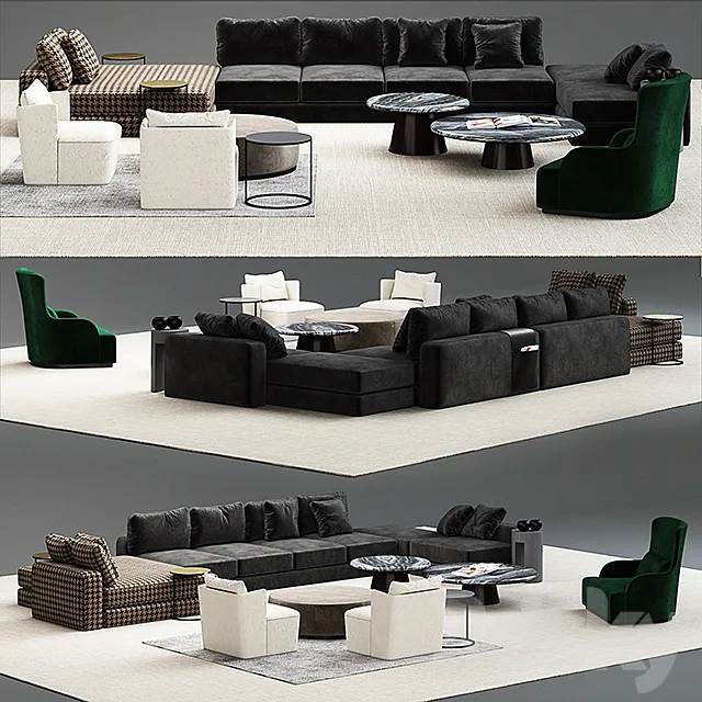 meridiani harold modular sofos set 3D Model meridiani harold modular sofos set 3D Model