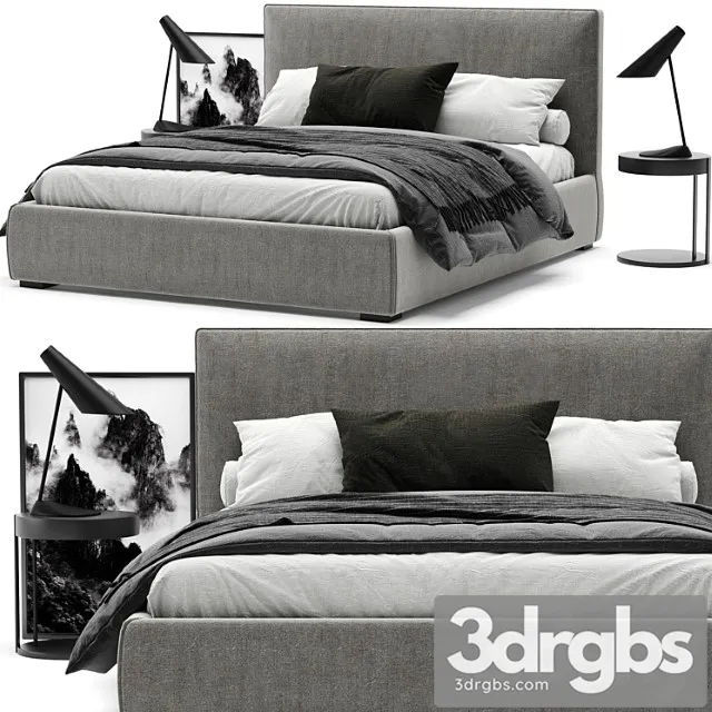 Meridiani stone plus bed 2 3D Model Download