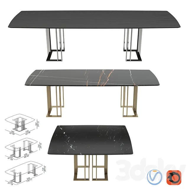 Meridiani Tables Charlie Rectangle 3D Model
