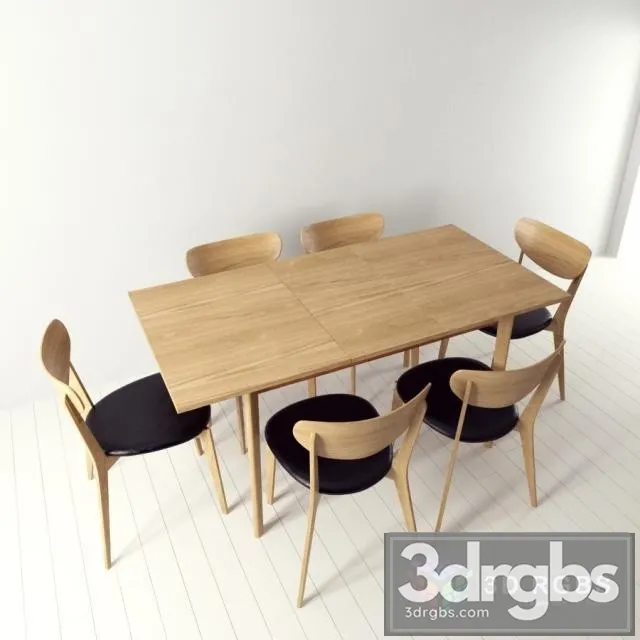 Merrick Oak Table and Chair 3D Model Download