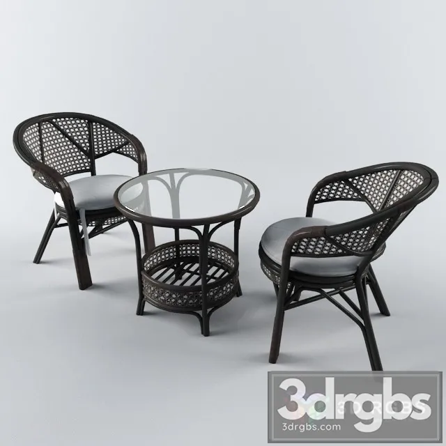 Mesa Rattan Jardim Varanda 3D Model Download