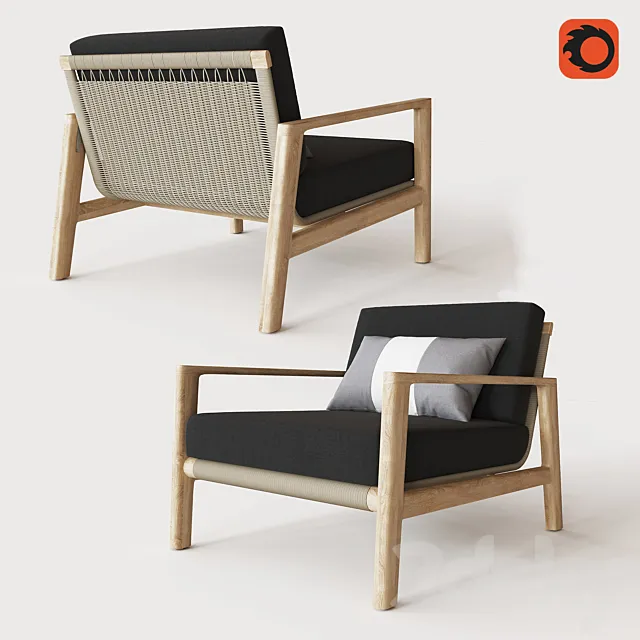 MESA TEAK LOUNGE CHAIR 3D Model