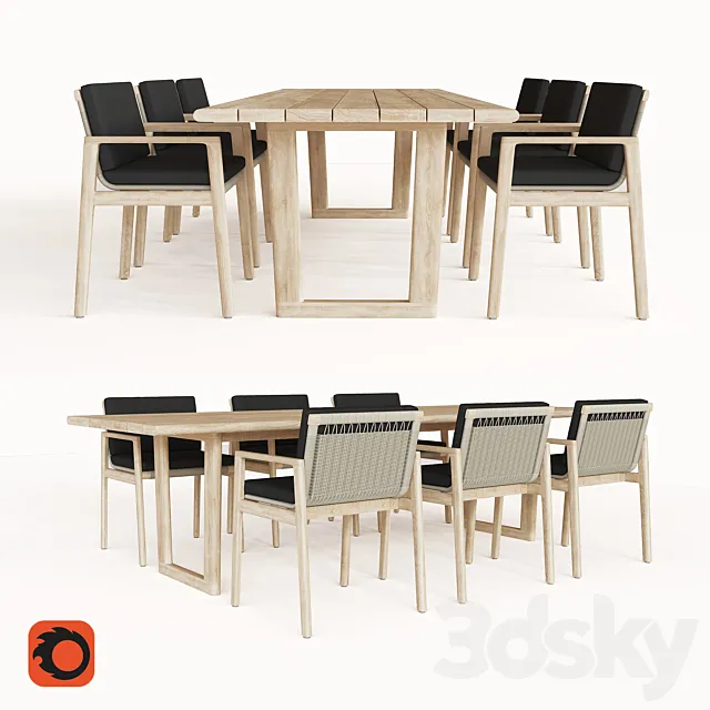 MESA TEAK RECTANGULAR DINING TABLE 3D Model