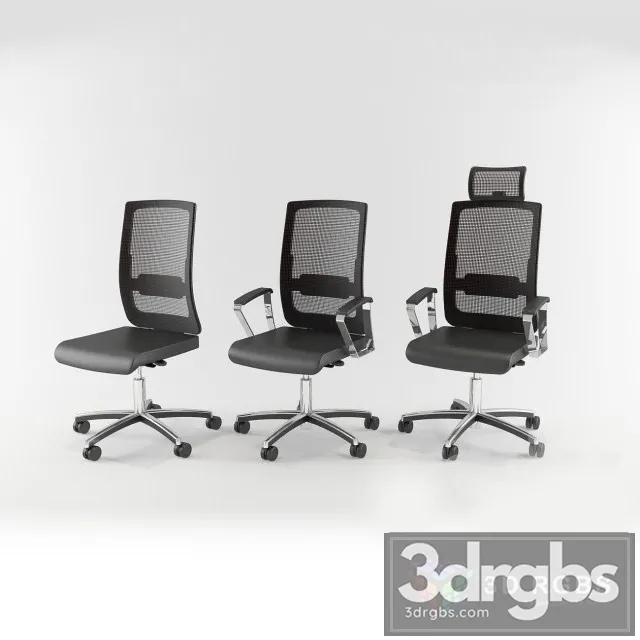 Mesh Adjustable Office Chair Set 3D Model Download