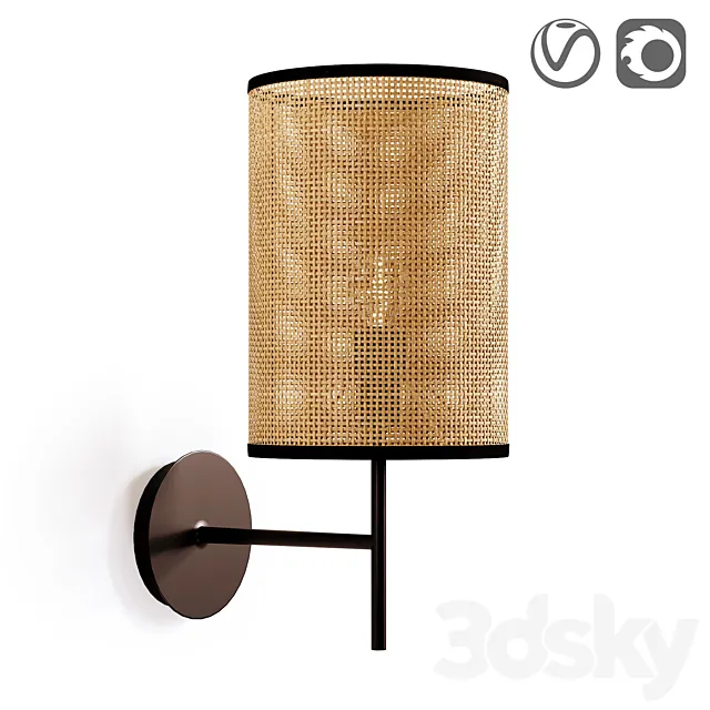 Metal and braided wall lamp Cara 3D Model Metal and braided wall lamp Cara 3D Model