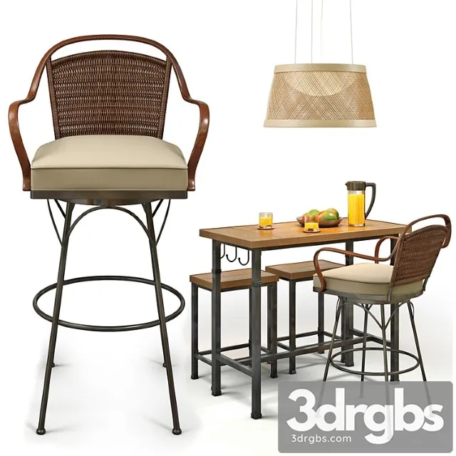 Metal and wood pub set 2 3D Model Download