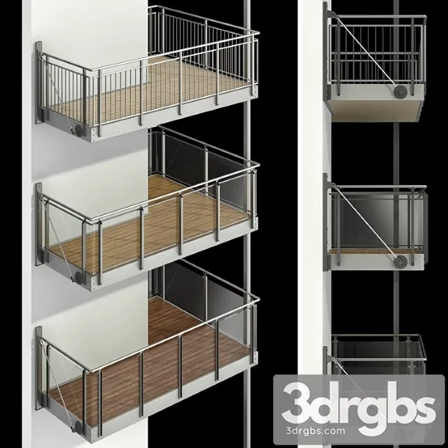Metal balcony (3 types of cantilever balconies) 3D Model Download