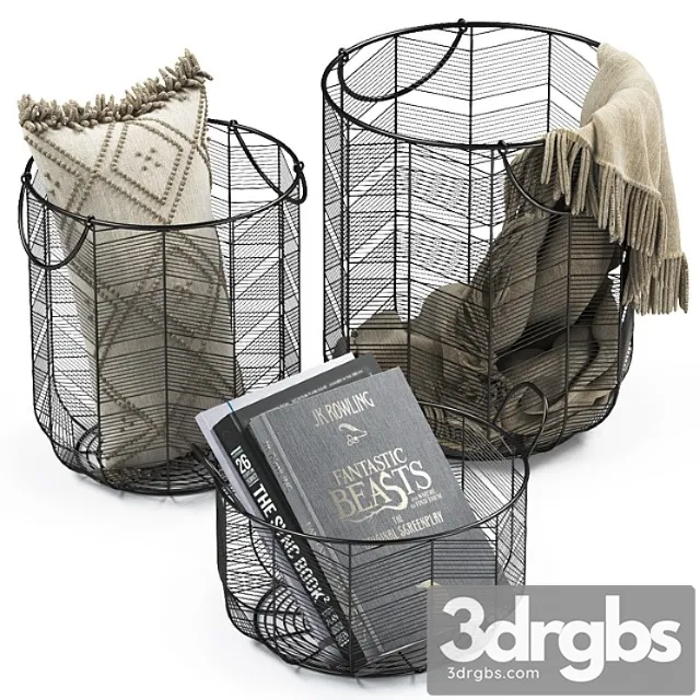 Metal baskets decor 02 3D Model Download