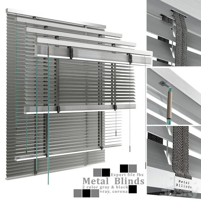 Metal blinds black & gray 3D Model Metal blinds black & gray 3D Model