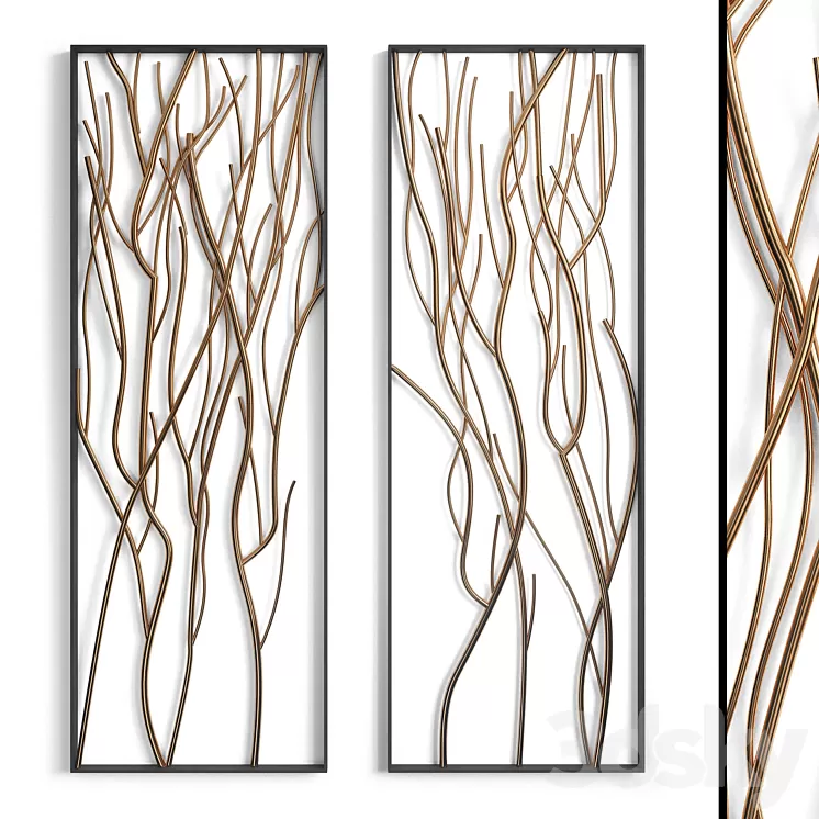 Metal branch wall set 3D Model Metal branch wall set 3D Model