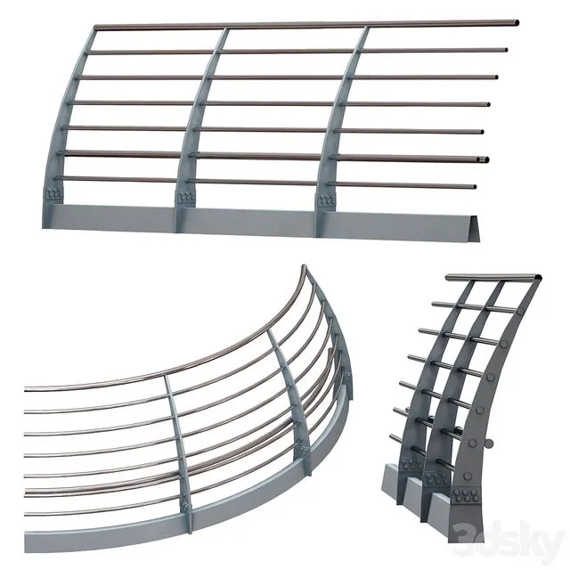 Metal bridge deck fencing of the embankment 3D Model Metal bridge deck fencing of the embankment 3D Model