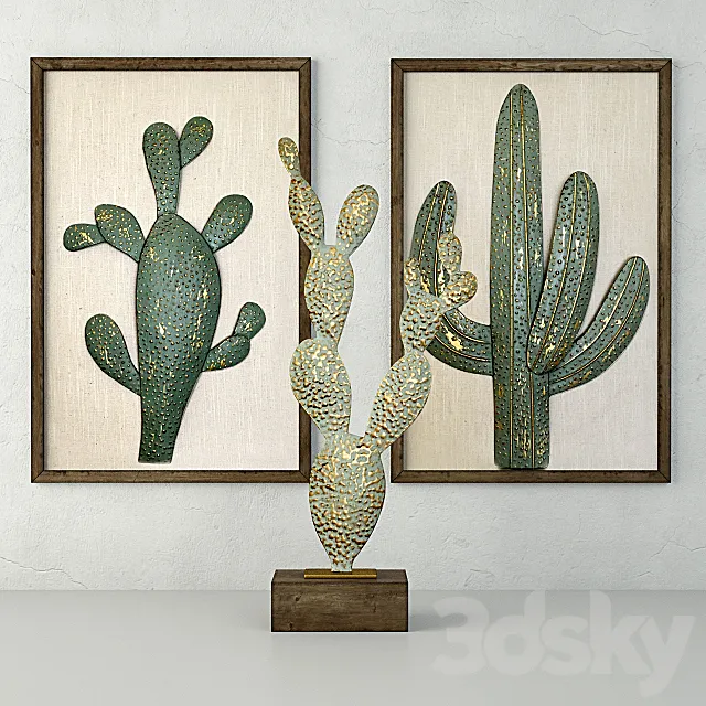 Metal Cactus Sculptures 3D Model Metal Cactus Sculptures 3D Model
