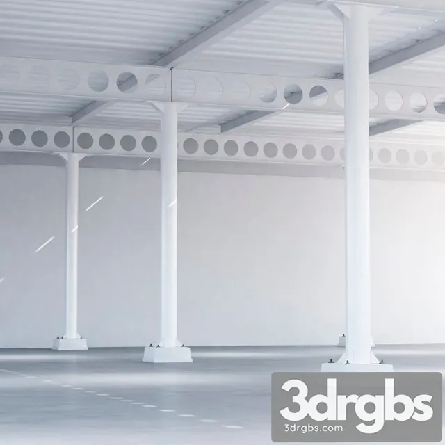 Metal ceiling girder system with columns 02 3D Model Download