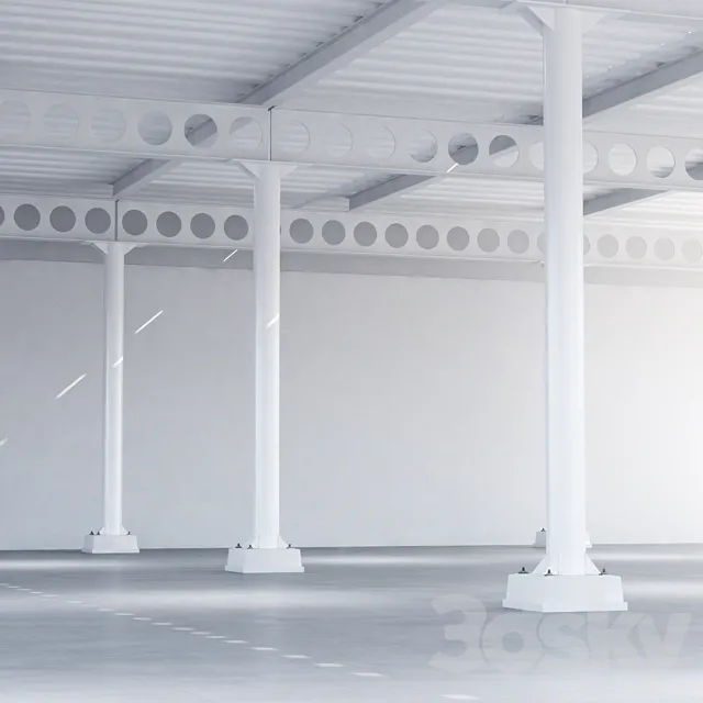 Metal ceiling girder system with columns 02 3D Model Metal ceiling girder system with columns 02 3D Model