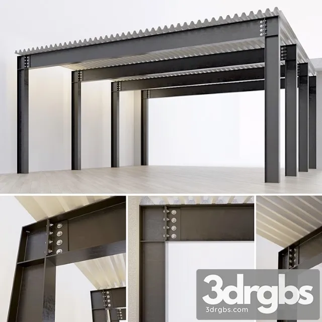 Metal Construction Beam Column 3D Model Download