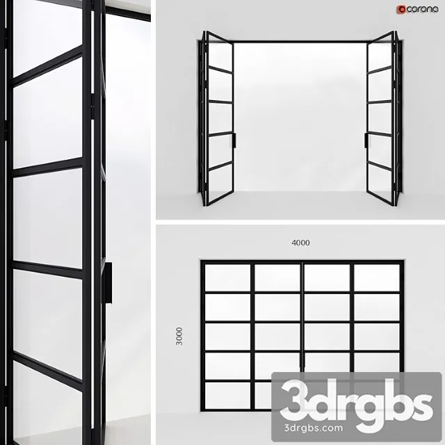 Metal door-accordion in loft style 3D Model Download