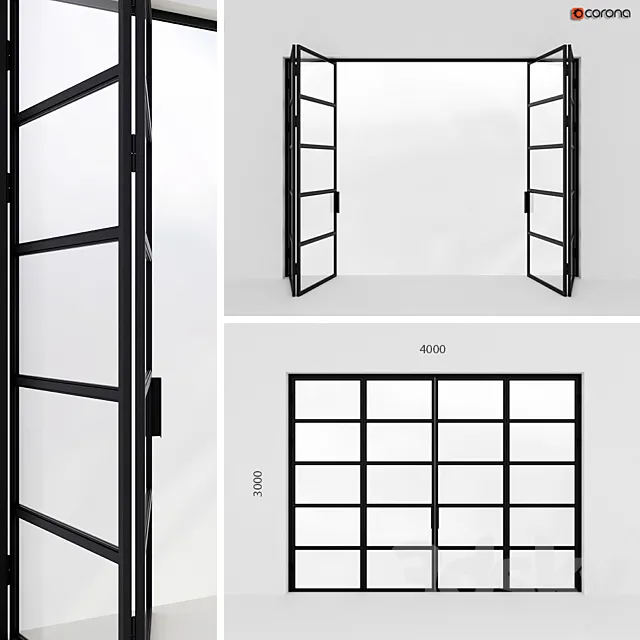 Metal door-accordion in Loft style 3D Model