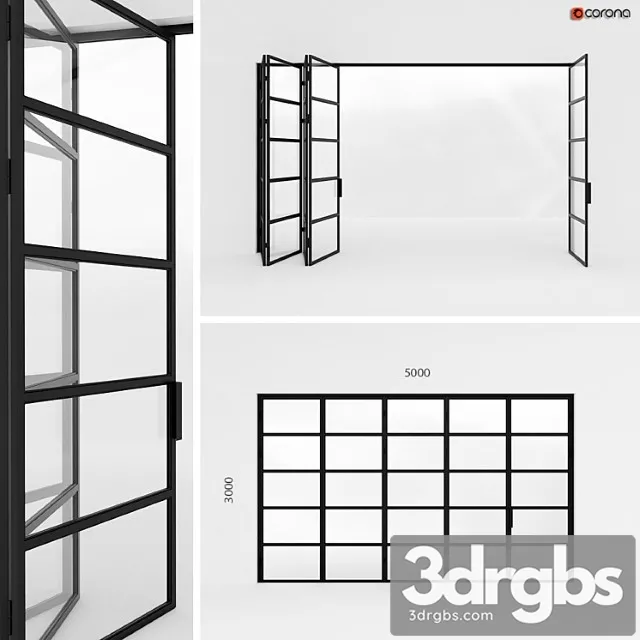 Metal door-accordion in the style of loft 2 3D Model Download