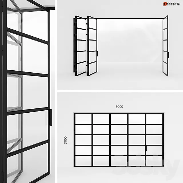 Metal door-accordion in the style of Loft 2 3D Model
