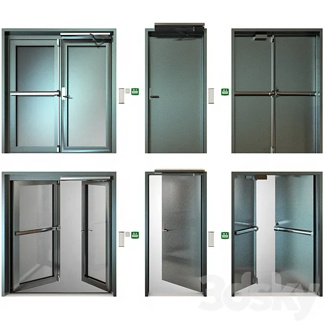 Metal fire doors 3D Model