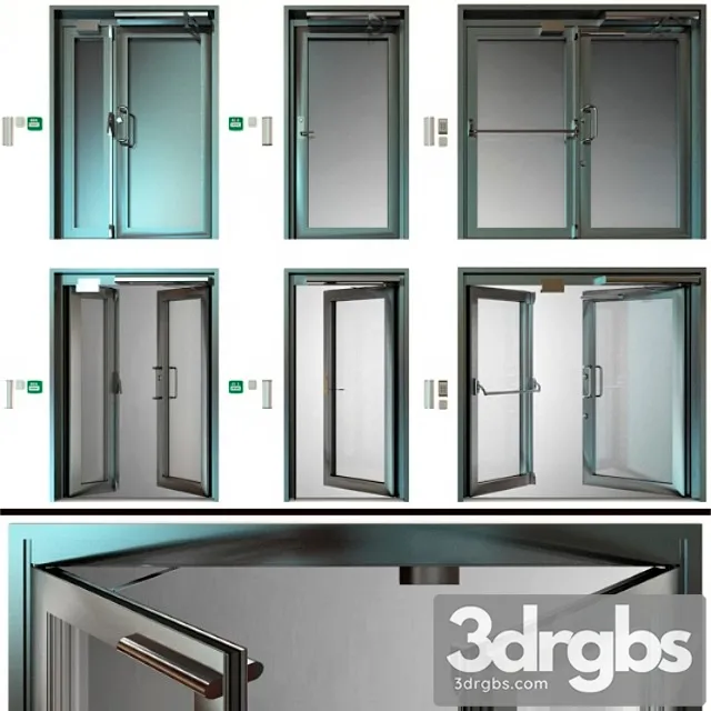 Metal fire doors_1 3D Model Download