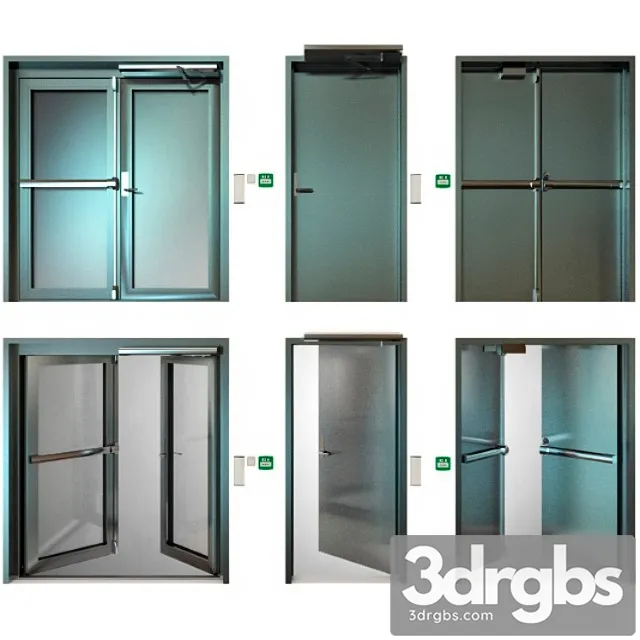 Metal fire doors_2 3D Model Download