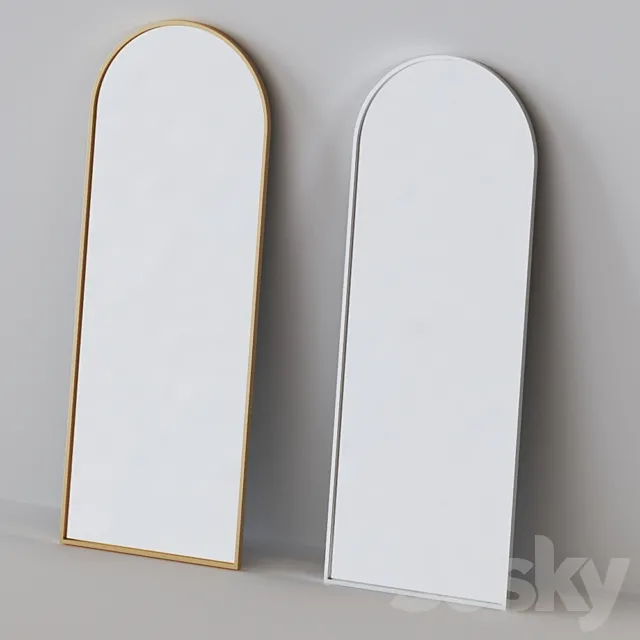 Metal Frame Arched Floor Mirror 3D Model