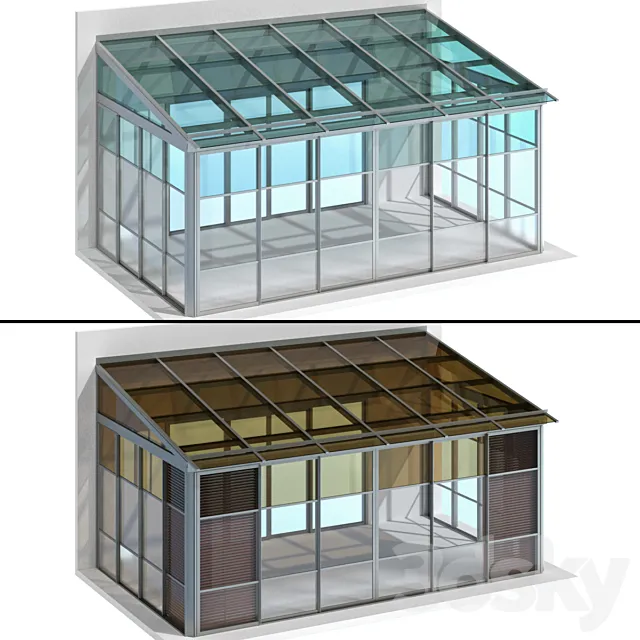 Metal glazed veranda terrace 3D Model