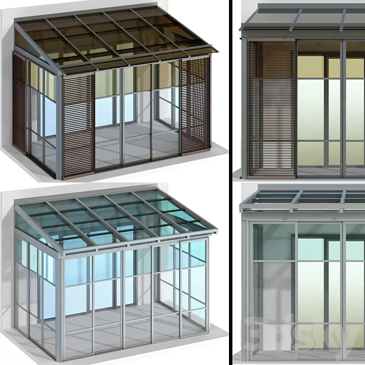 Metal glazed veranda terrace 3D Model Metal glazed veranda terrace 3D Model