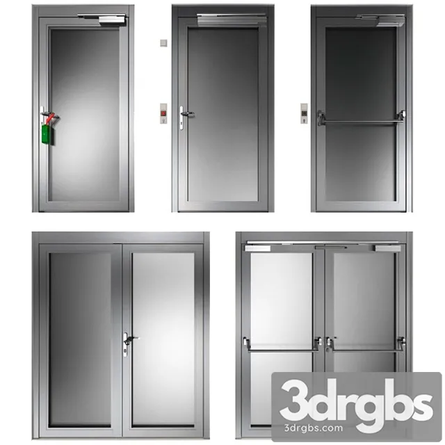 Metal Hinged Fire Doors Metal Swinging Fire Doors 4 3D Model Download