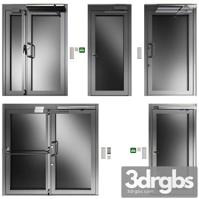 Metal Hinged Fire Doors Metal Swinging Fire Doors 7 3D Model Download