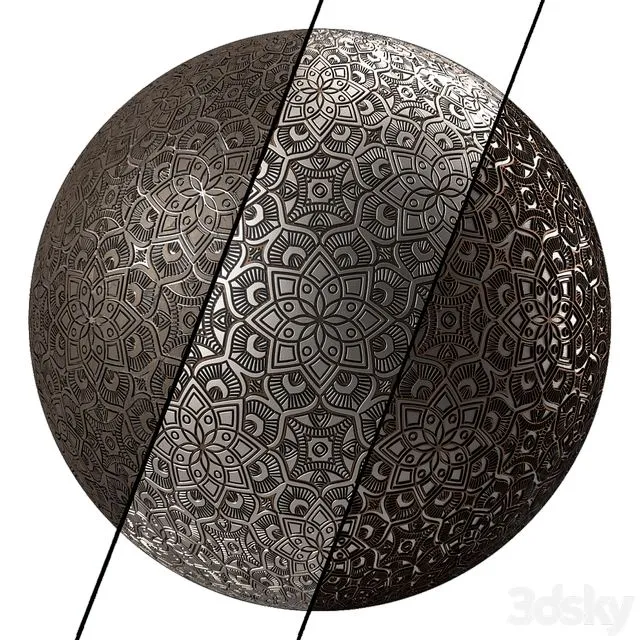 Metal Materials 18- Ornament Metal panels Pbr 4k Seamless 3D Model