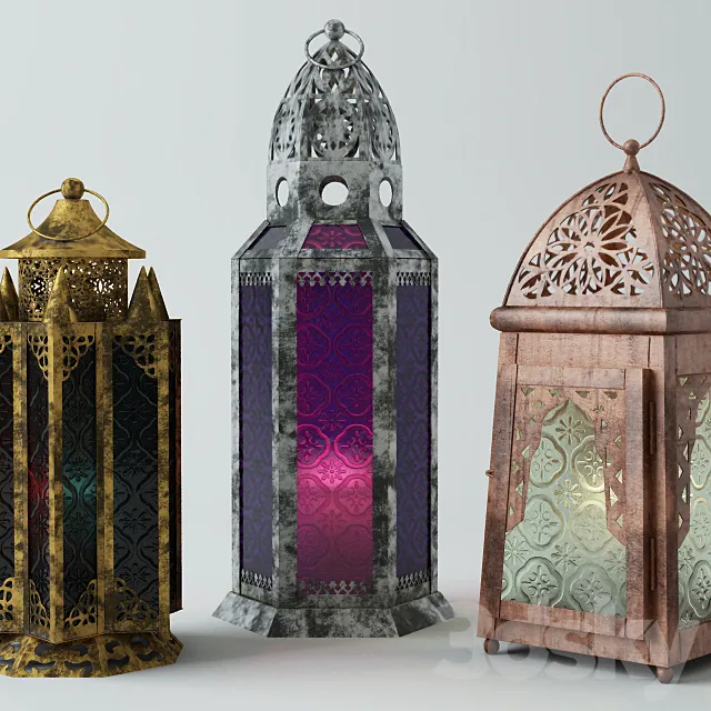 Metal Moroccan Lanterns 3D Model Metal Moroccan Lanterns 3D Model