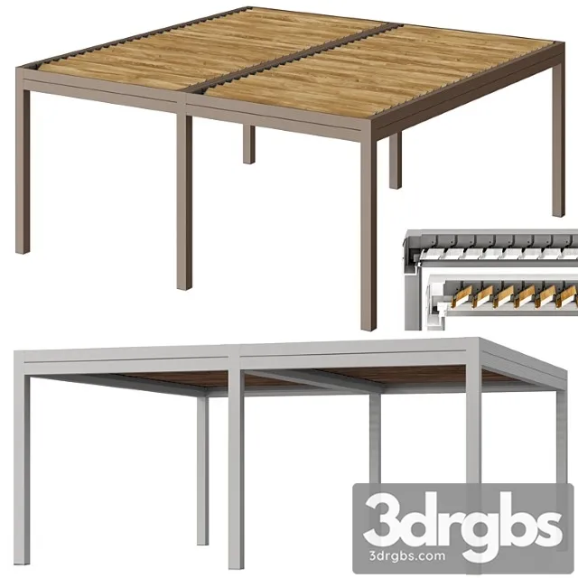 Metal pergola gazebo canopy with roller shutters_1 3D Model Download