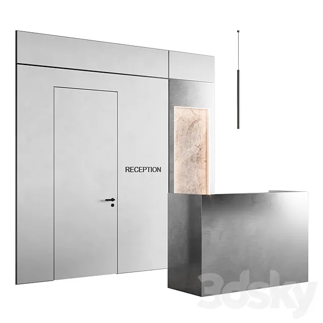 Metal Reception with decor 3D Model Metal Reception with decor 3D Model
