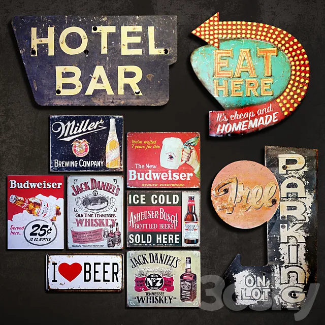 Metal Signs ?8. Bar 3DModel Metal Signs ?8. Bar 3DModel